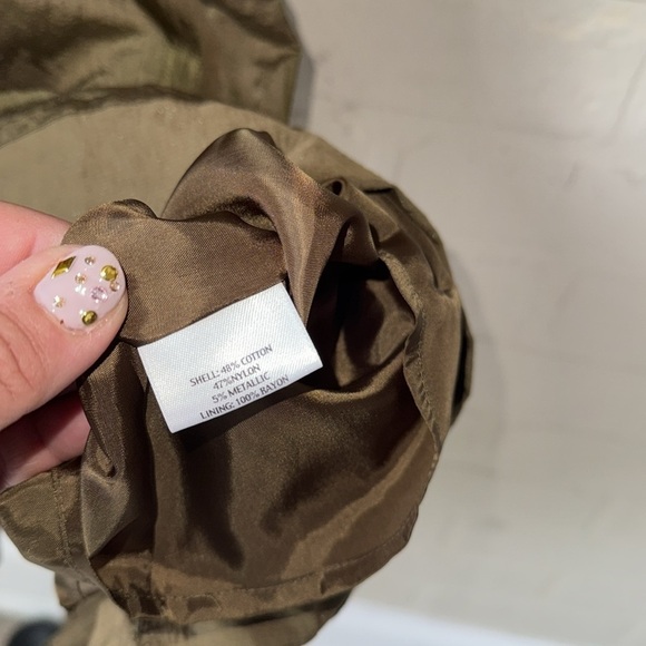 Eileen Fisher dress Steel Satin Faux Wrap Surplice Olivine NEW sz 10 - Picture 6 of 9